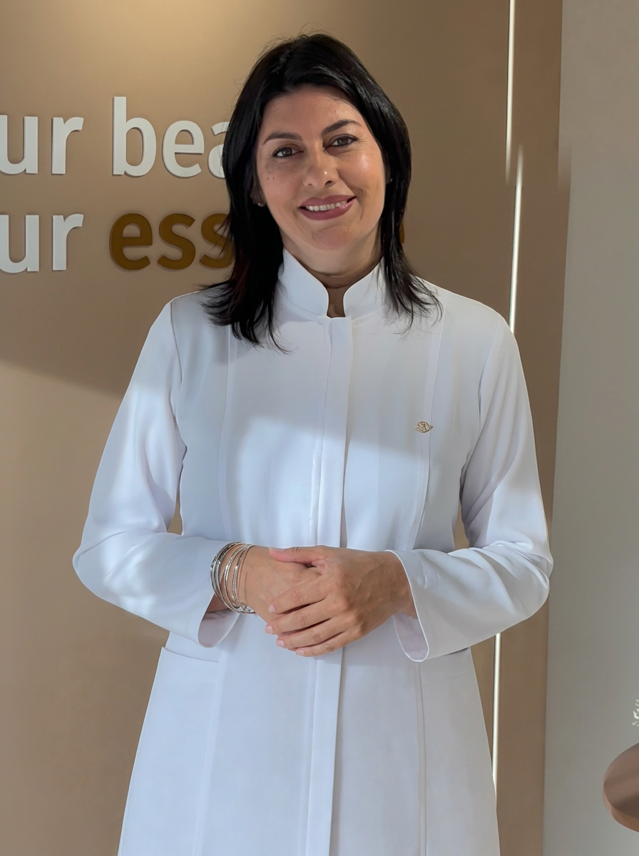 Angela Oliveira, especialista em remoção de tatuagem a laser, na sala de atendimento em Santa Cruz do Sul